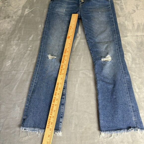 7 For All Mankind Luxe Vintage Ultra High Rise 26 Slim Kick Distressed Button - Picture 6 of 16